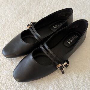 Kenneth Cole Black Flats with Buckle Detail